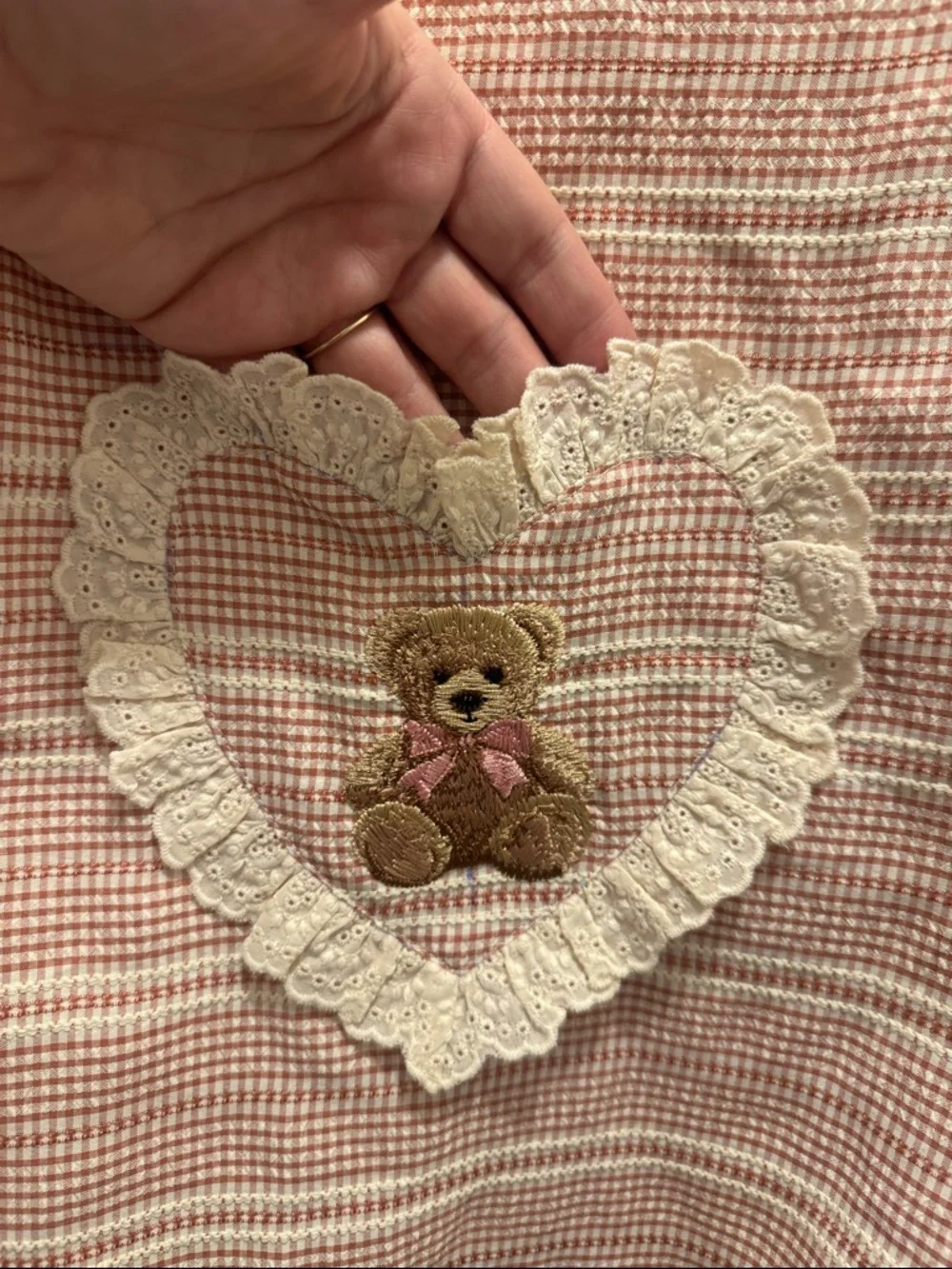🆕 rareraw Pink Teddy Patch Pocket Ruffle Romper-M/L. NWOT!🎉 - Picture 3 of 5